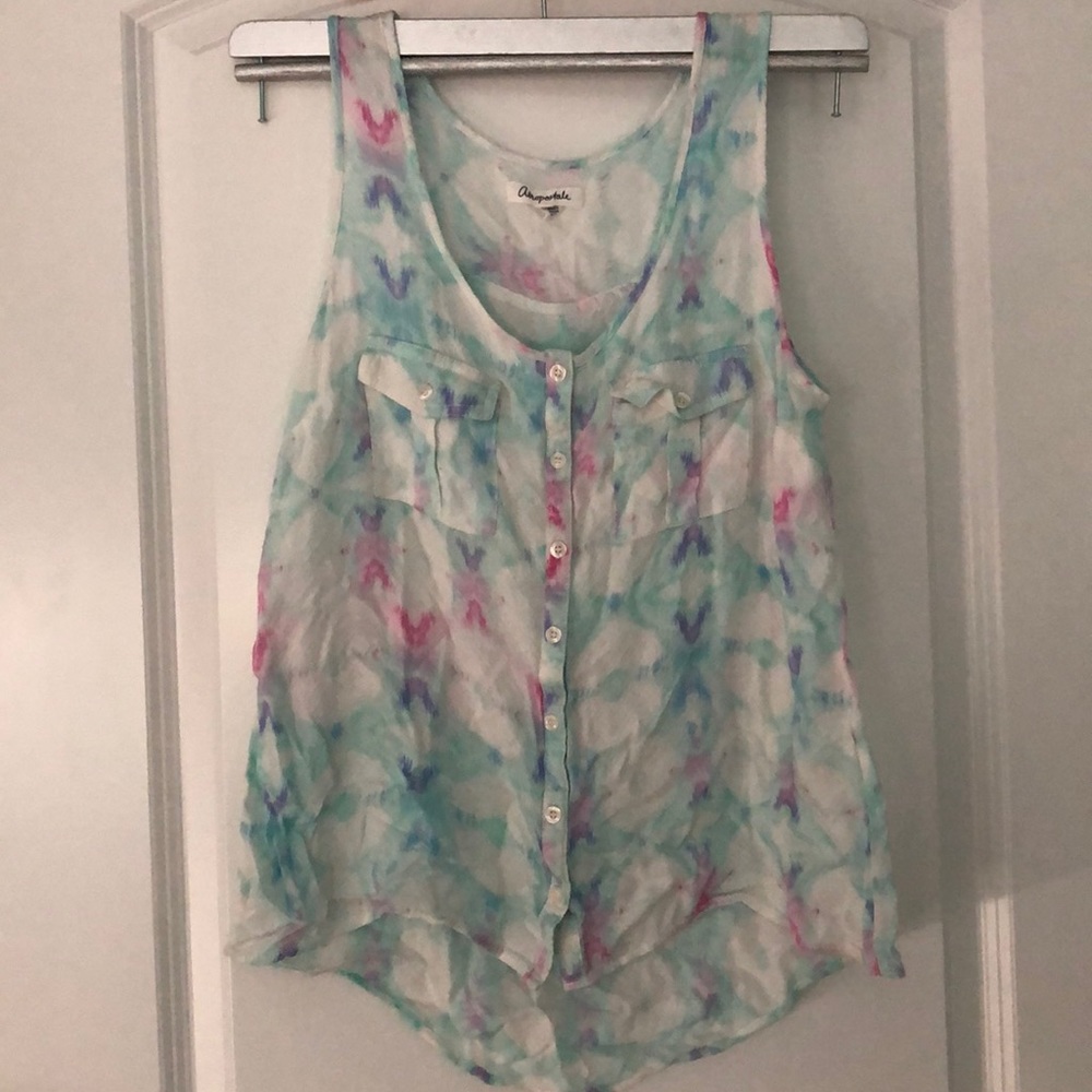 Multicolor button up tank top